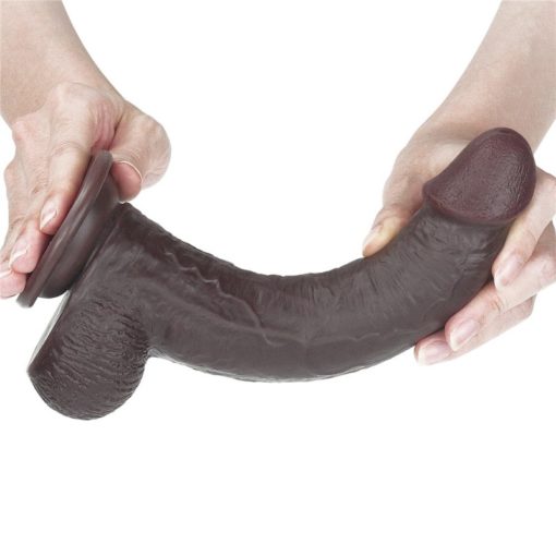 Dildo Dual Layer Sliding Skin 9.5 inch Brown