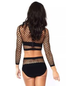 Set Lengerie Sexy Net Top and High Waisted Bottom