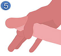 PASUL 4: printr-o miscare de „mulgere”, misca foarte usor degetele spre glandul penisului.