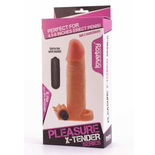 Prelungitor Penis Pleasure X-Tender Vibrating Penis Sleeve 18 cm