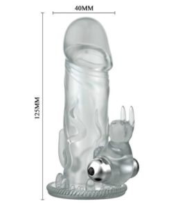 Extensie Penis Brave Man cu Vibratii Voluptas Transparent 18 cm