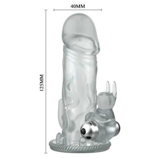 Extensie Penis Brave Man cu Vibratii Voluptas Transparent 18 cm