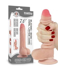 Dildo Realistic Sliding Skin Bendable Densitate Dubla 18 cm