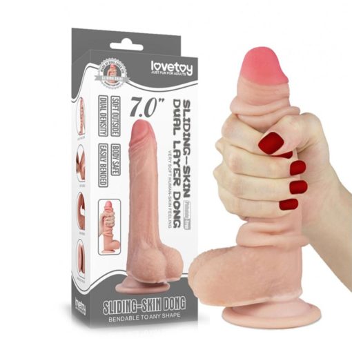 Dildo Realistic Sliding Skin Bendable Densitate Dubla 18 cm