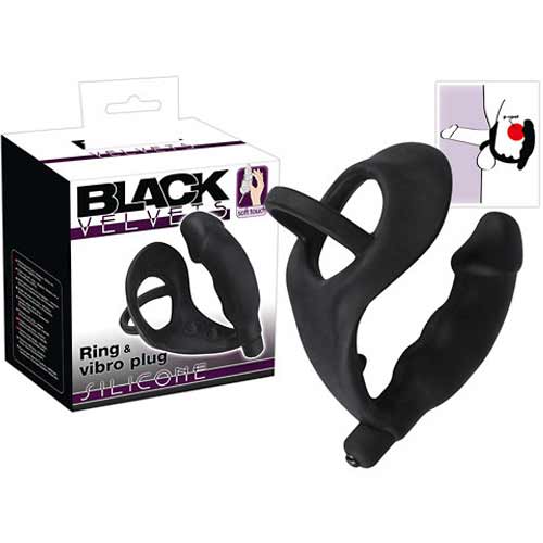 Inel cu Butt Plug Vibrator Black Velvets 2