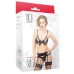 Set Alexis 3 piese din dantela si satin doua culori