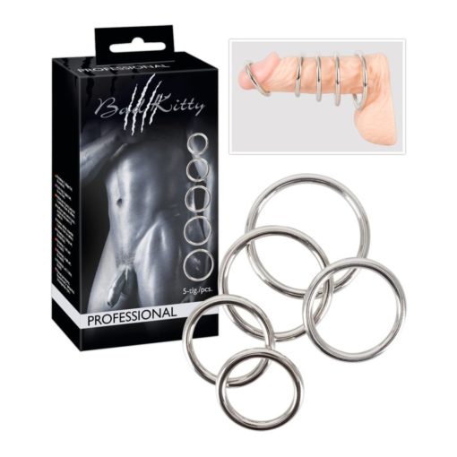 Bad Kitty Set of 5 Metal Rings