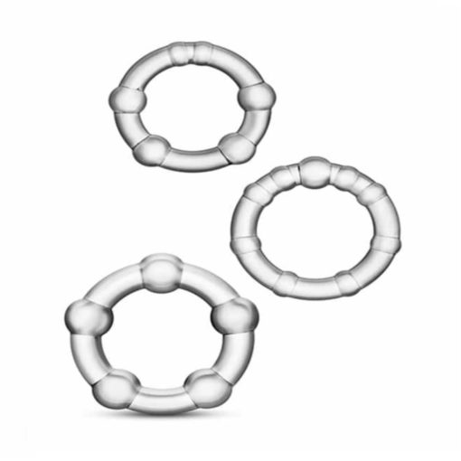 Set 3 Inele Stay Hard Beaded Clear Blush