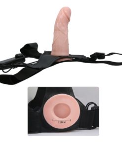 Strap On Barbati cu Vibratii Hollow Dildo 15 cm