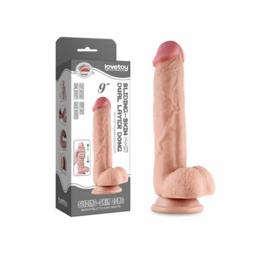 Dildo cu Ventuza Sliding Skin 9Inch