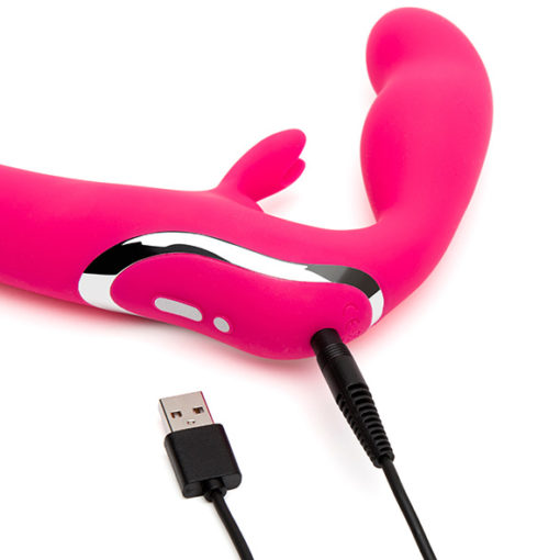 Strap-on cu Vibratii Happy Rabbit Vibe Pink - imagine 4