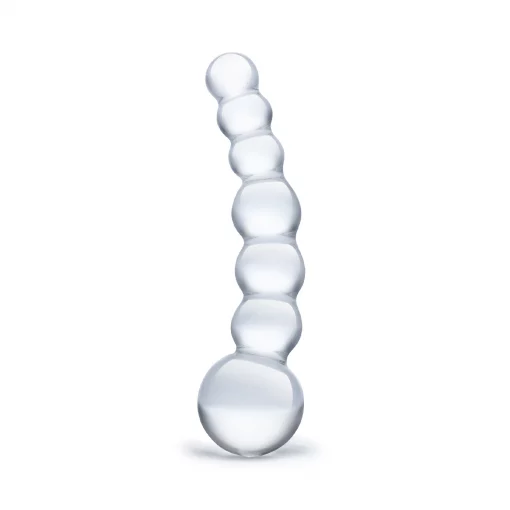 Dildo curbat cu bile de sticla