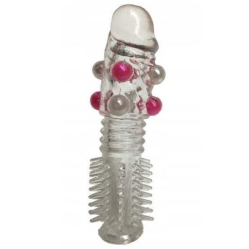 Prelungitor Penis Super Stretch Transparent Silicone Sleeve With Little Balls 14 Cm