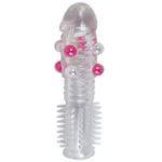 Prelungitor Penis Super Stretch Transparent Silicone Sleeve With Little Balls 14 Cm