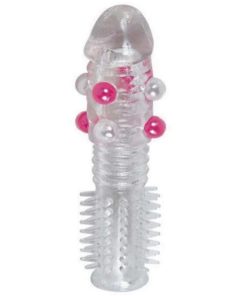 Prelungitor Penis Super Stretch Transparent Silicone Sleeve With Little Balls 14 Cm