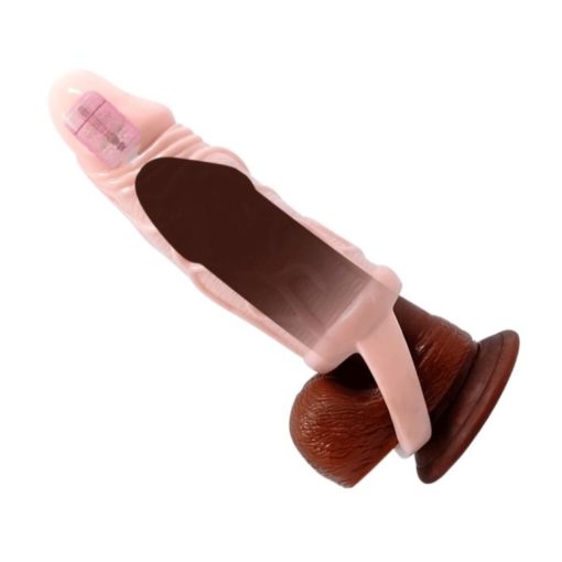 Prelungitor Penis cu Vibratii Extended Sleeve Flesh 14 cm