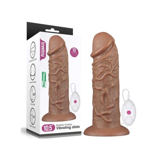 Vibrator Realistic Chubby Vibrating Dildo Brown