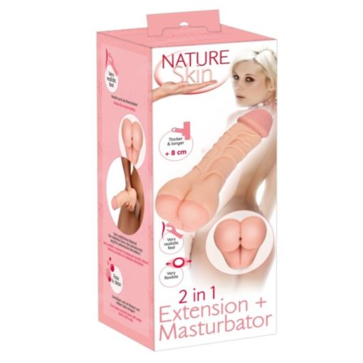 Extensie Penis Nature Skin 2 in 1 Masturbator Ass 21 cm