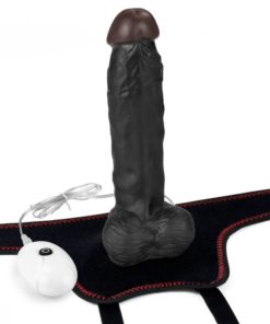 Strap On cu Vibratii Lovetoy Vibrating Easy Black 7.5 inch