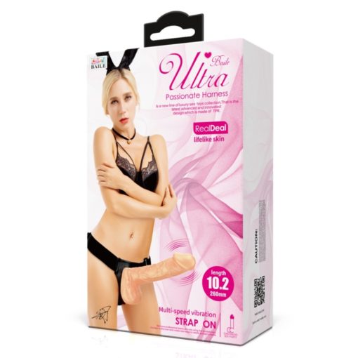 Strap On Femei cu Vibratii Ultra Passionate Harness Multi Speed 21 cm