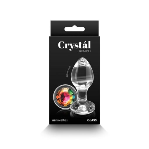 Butt Plug Sticla Crystal Desires Rainbow Gem M