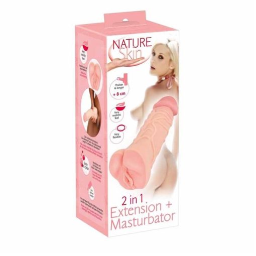 Extensie Penis Nature Skin 2 in 1 Masturbator