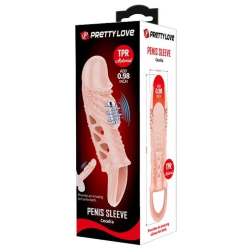 Extensie Penis cu Vibratii Pretty Love Cecelia Flesh 18 CM