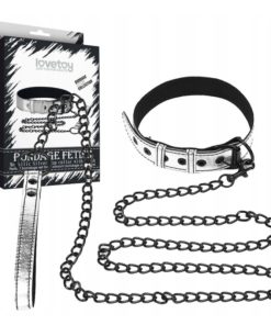 Lesa Fetish BDSM Metallic Pup Collar With Leash