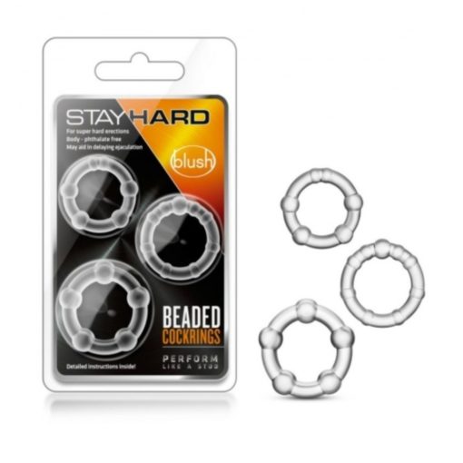 Set 3 Inele Penis Stay Hard Beaded Clear Blush