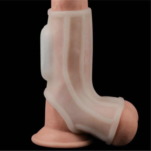 Manson Penis Vibrating Silk Knights Ring with Scrotum Sleeve