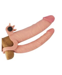 Manson Dublu Penis cu Vibratii 1inch purtare