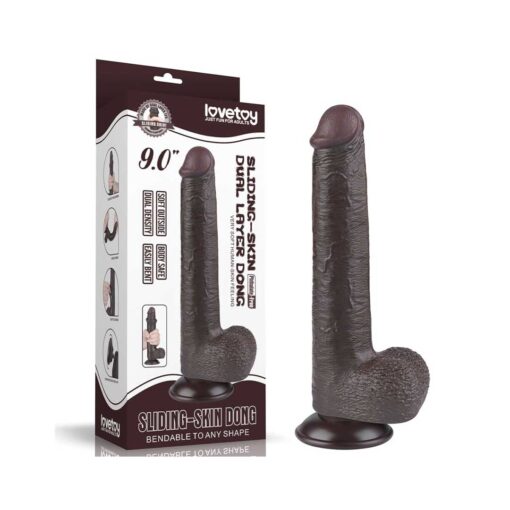 Dildo Sliding Skin 9inch Black