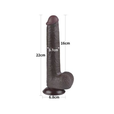 Dildo Sliding Skin 9inch Black dimensiuni