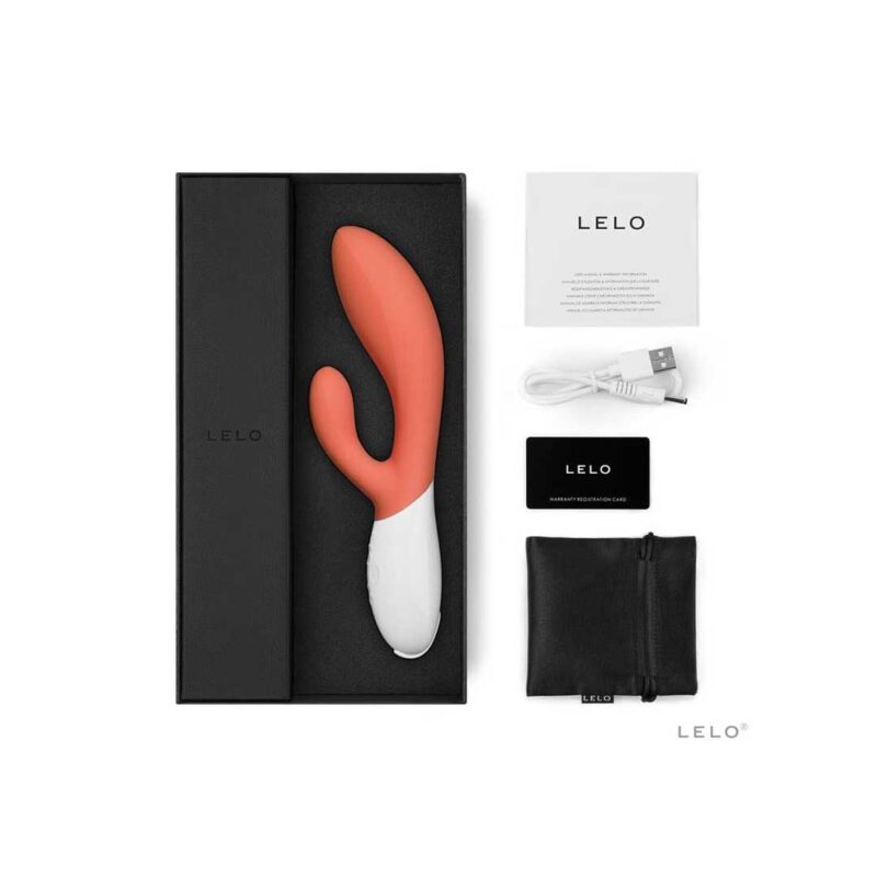 Vibrator Rabbit Lelo INA 3 Coral continut cutie