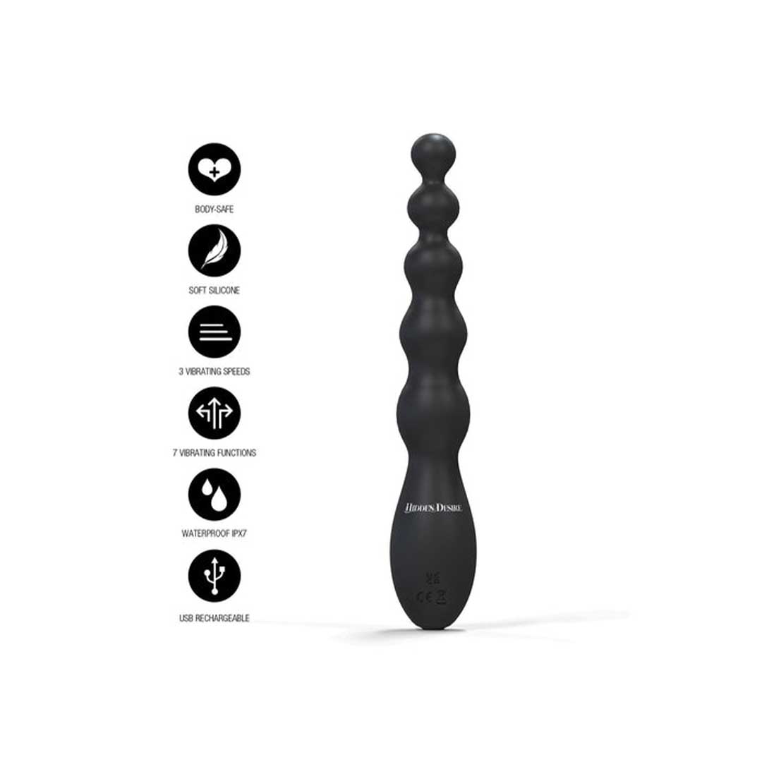 Butt Plug Anal Vibrant Beaded Hidden Desire - Stimulare Exploziva si Dimensiuni Impunatoare - imagine 5