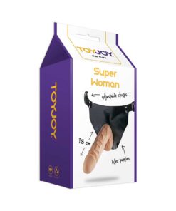 Strap On ToyJoy Super Woman 18 cm – Ham Confortabil Bretele Moi si Dildo Lung Inclus