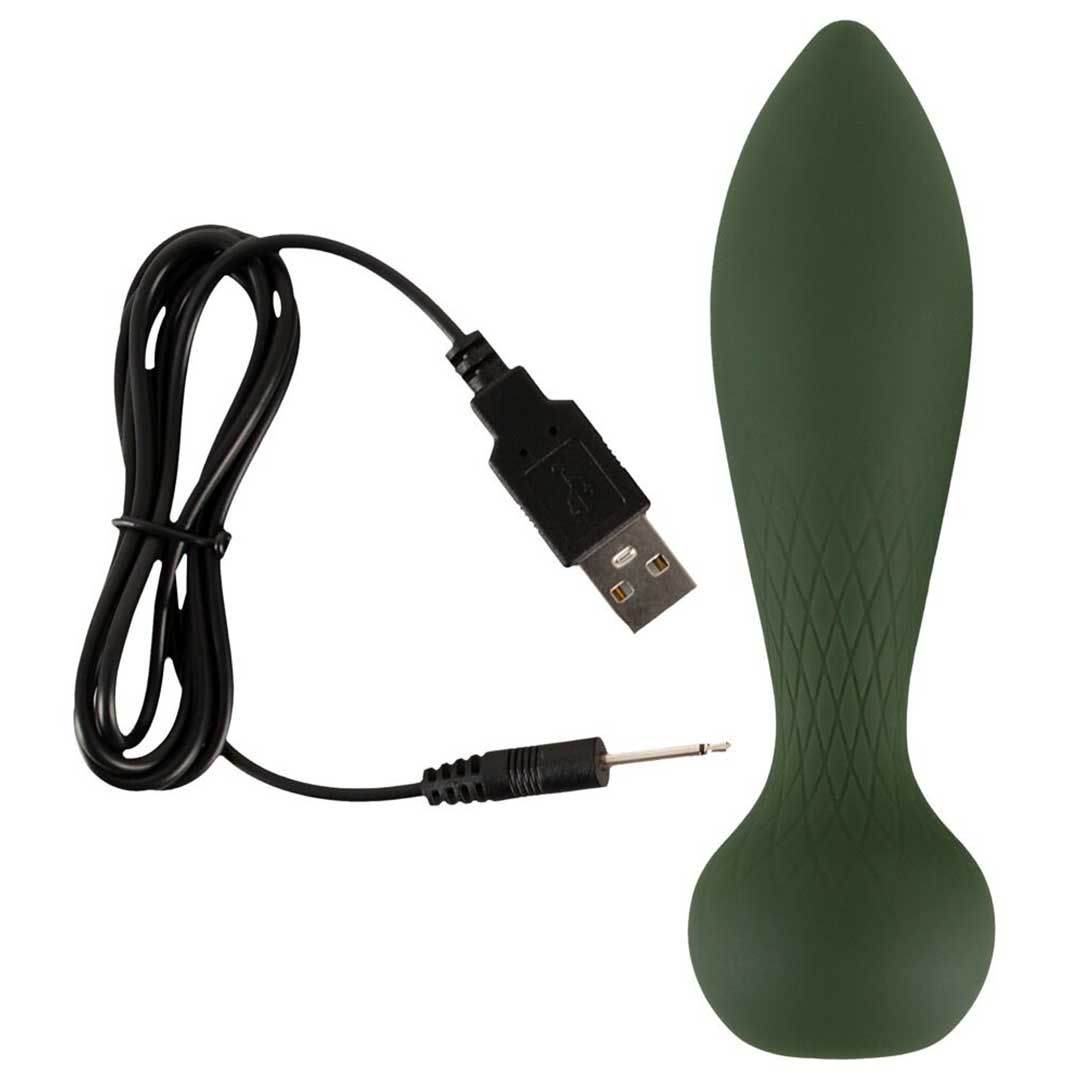 BUTT Plug RC Luxurious Emerald Love - 10 Moduri Vibratii Telecomanda si Detalii Aurii