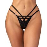 Chiloti String Obsessive Keira Lise - Vinil Lucios Barete si Inel Decorativ