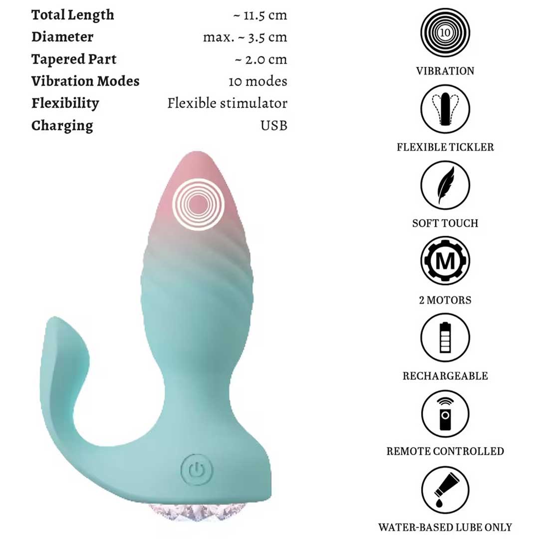 Butt Plug Juvela RC - Stimulare Dubla 10 Moduri de Vibratii si Telecomanda
