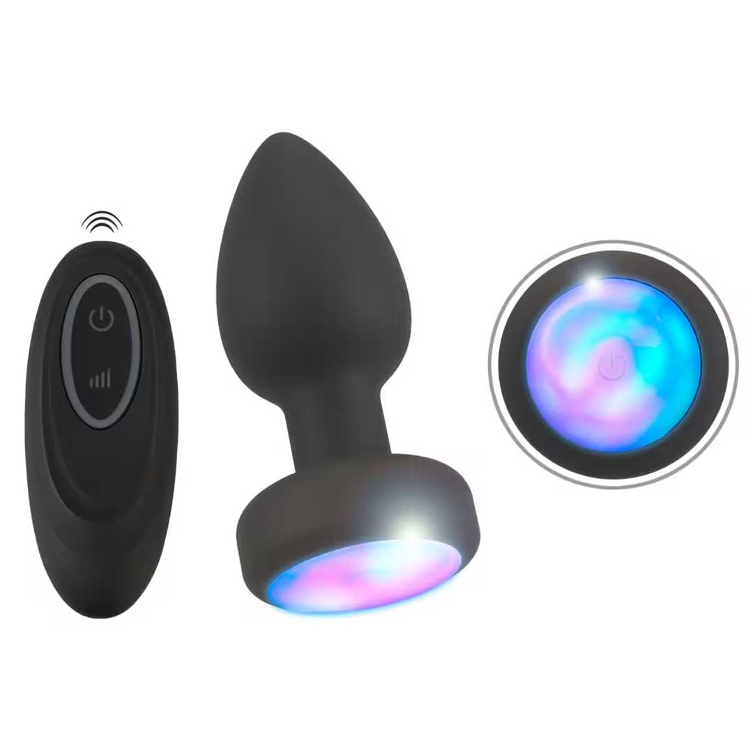 Dop Anal Vibrant RC Flashing - Silicon 7 Moduri de Vibratii si Lumini LED Colorate