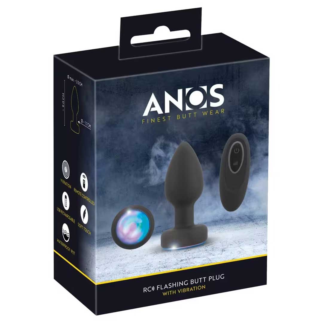 Dop Anal Vibrant RC Flashing - Silicon 7 Moduri de Vibratii si Lumini LED Colorate