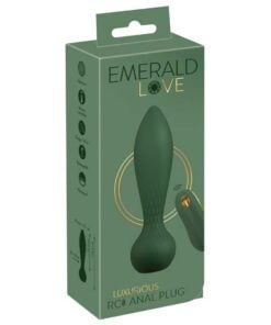 BUTT Plug RC Luxurious Emerald Love - 10 Moduri Vibratii Telecomanda si Detalii Aurii