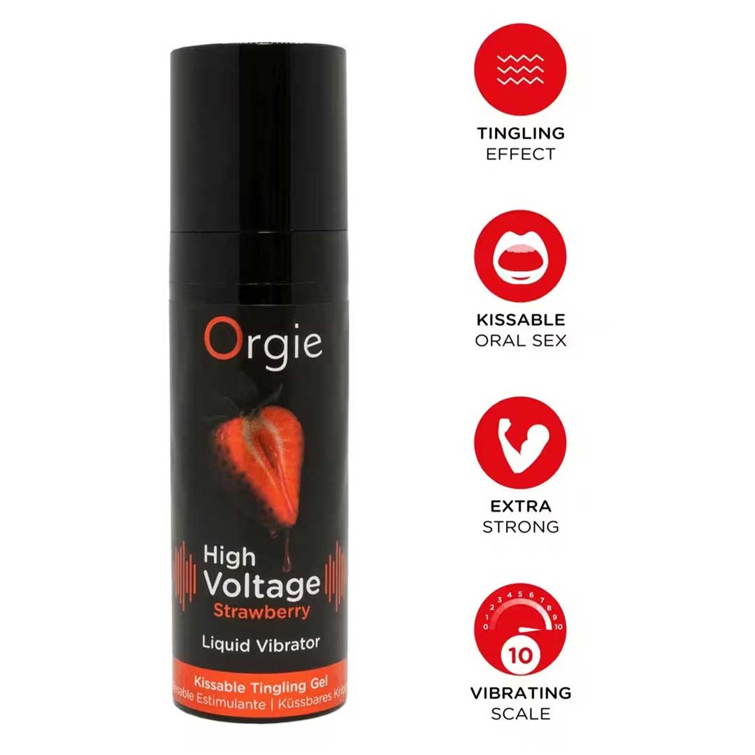 Gel Stimulator High Voltage Strawberry - Vibratii Lichide 10-10 si Gust Capsuni