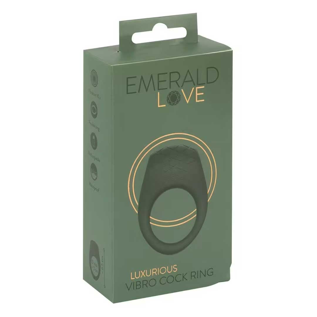 Inel Penis Vibrant Emerald Love - Stimulare Duala 10 Moduri de Vibratii si Design Diamant