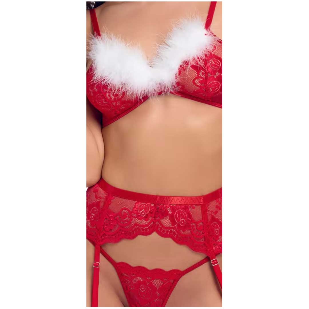 Set Lenjerie Cottelli X-Mas - Sutien Portjartier si Dantela Rosie