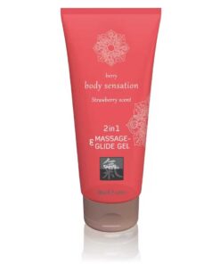 Lubrifiant pentru Masaj 2in1 - Aroma Capsuni si Piele Matasoasa