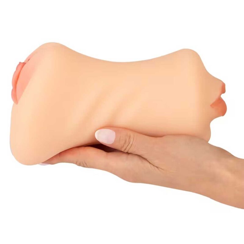 Masturbator Nature Skin 3-in-1 - Tunel Continuu 19.5 cm Anal Vaginal Oral