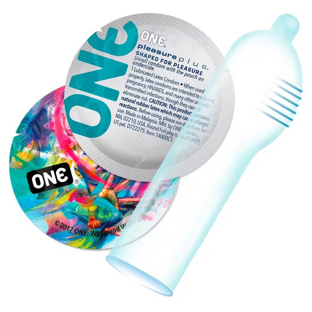 Prezervative Pleasure Plus One - Caneluri Interioare Latex Moale si Stimulare Dubla