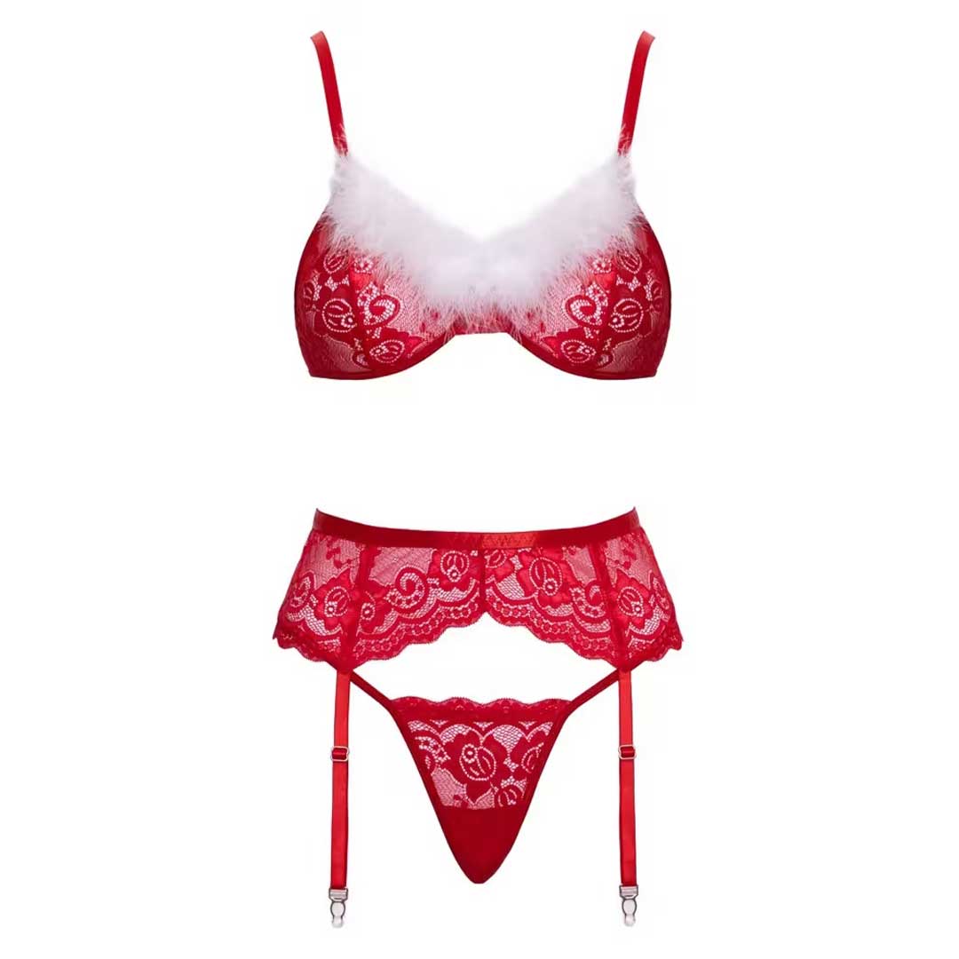 Set Lenjerie Cottelli X-Mas - Sutien Portjartier si Dantela Rosie