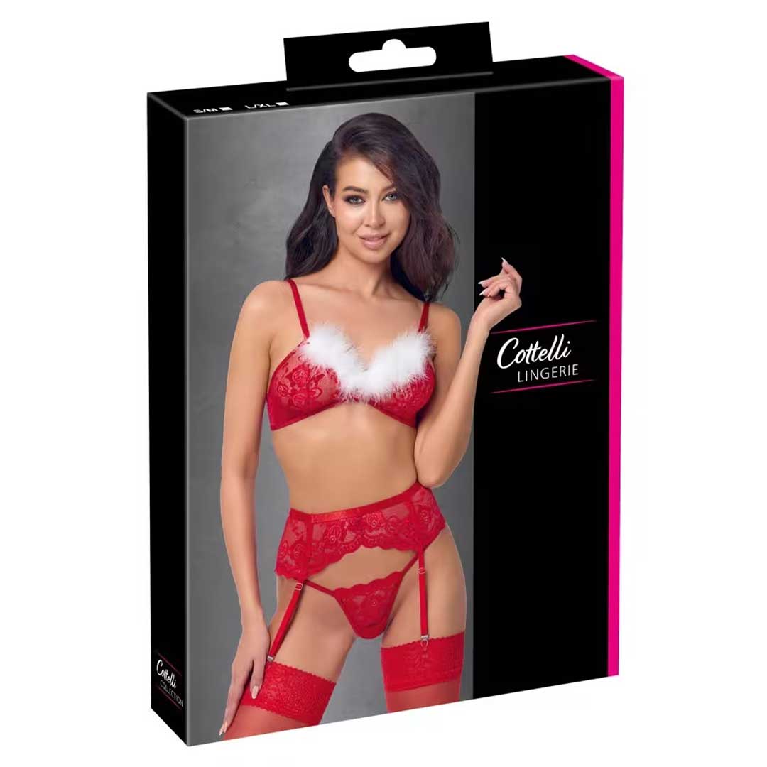 Set Lenjerie Cottelli X-Mas - Sutien Portjartier si Dantela Rosie
